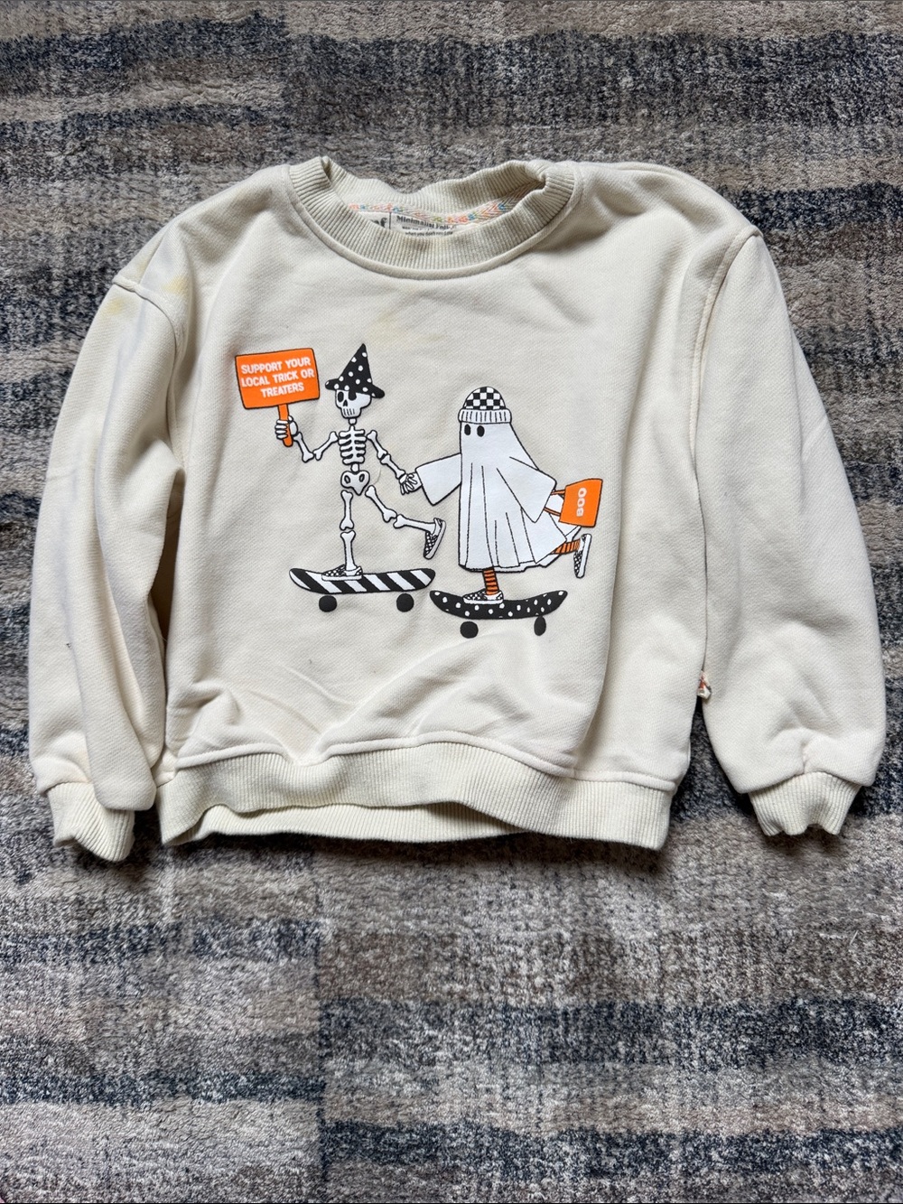 Toddler Halloween Skeleton & Ghost Skate Sweatshirt - Cream